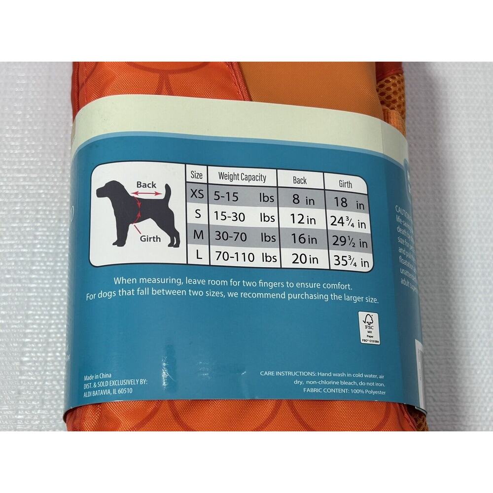 New Orange Fish Dog Life Jacket Goldfish Sz Large 70-110 Ibs Handle And Tail - Picture 5 of 12